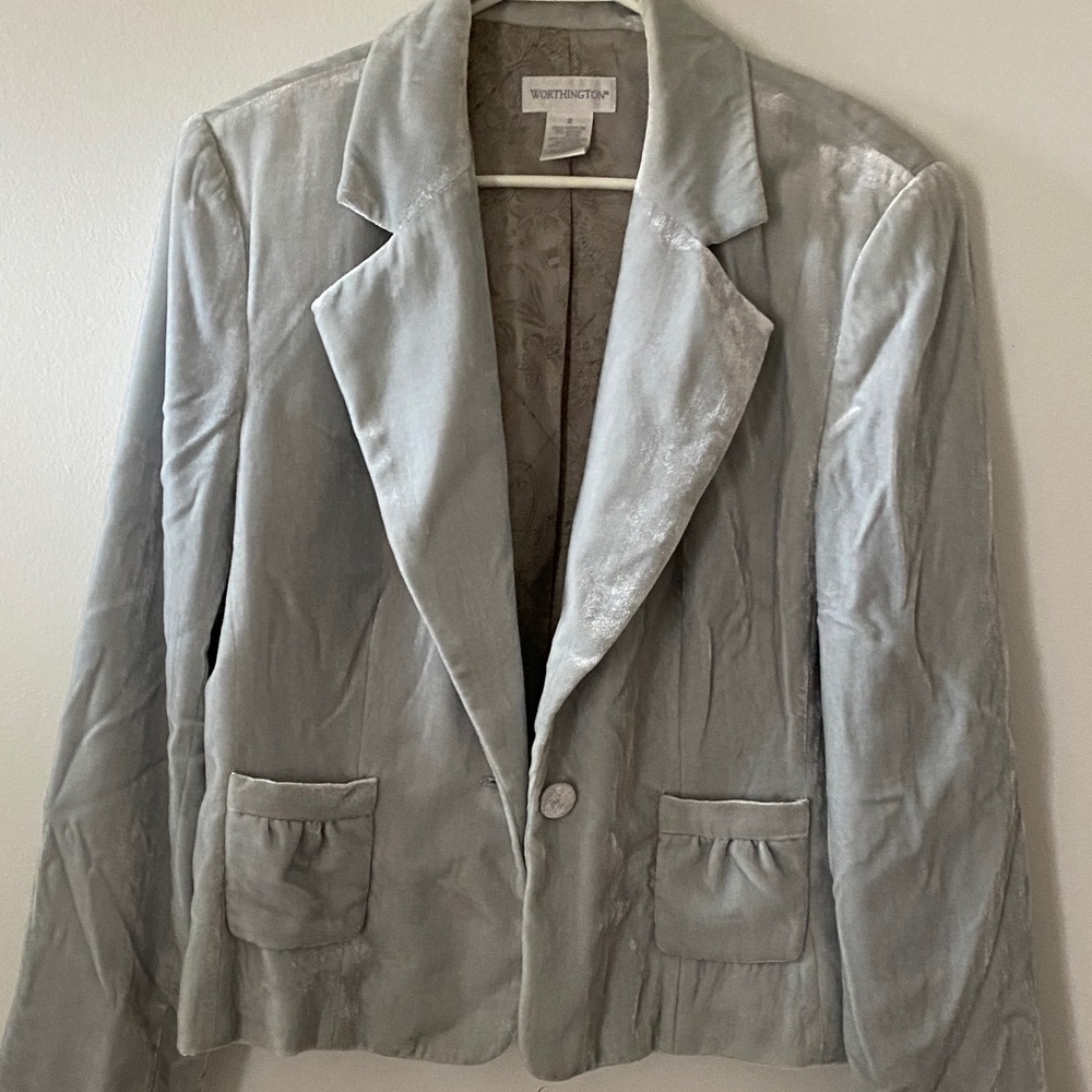 Worthington Light Gray Velvet Blazer